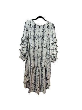 P Luca Milano Blouse Women Size Small Top Animal Print Blouse Black White HI Low